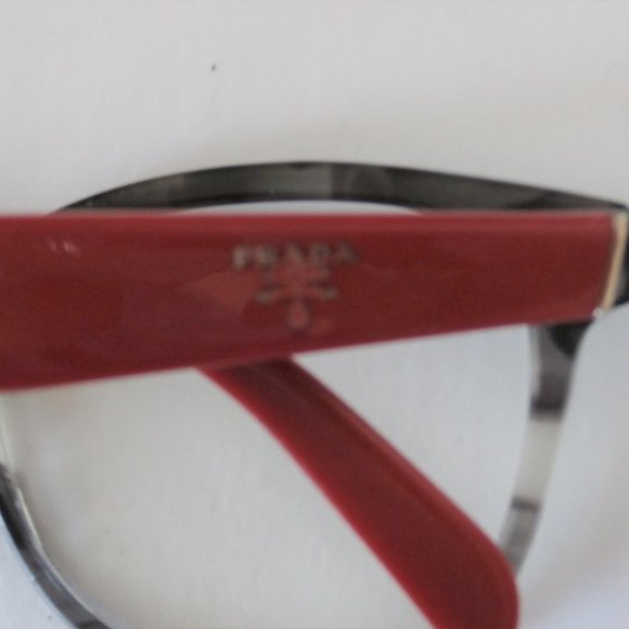 PRADA VPR 12T 257-1O1 Stripped Gray & Red Eyeglasses 140 with Case MADE IN ITALY - Picture 9 of 11